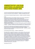 ADMINISTRATIVE LAW EXAM QUESTIONS & ELABORATED SOLUTIONS PASSED 100&percnt;