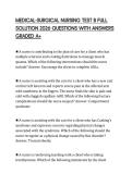 MEDICAL-SURGICAL NURSING TEST B FULL SOLUTION 2026 QUESTIONS WITH ANSWERS GRADED A&plus;