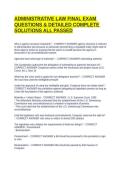 ADMINISTRATIVE LAW FINAL EXAM QUESTIONS & DETAILED COMPLETE SOLUTIONS ALL PASSED