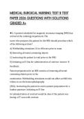 MEDICAL-SURGICAL NURSING TEST B TEST PAPER 2026 QUESTIONS WITH SOLUTIONS GRADED A&plus;
