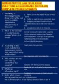 ADMINISTRATIVE LAW FINAL EXAM QUESTIONS & ELABORATED &lpar;DETAILED&rpar; COMPLETE PASSED ANSWERS