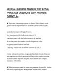 MEDICAL-SURGICAL NURSING TEST B FINAL PAPER 2026 QUESTIONS WITH ANSWERS GRADED A&plus;