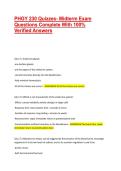 PHGY 230 Quizzes- Midterm Exam Questions Complete With 100&percnt; Verified Answers
