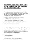 FISDAP PARAMEDIC FINAL STUDY GUIDE ACTUAL EXAMINATION 2026 QUESTIONS WITH SOLUTIONS GRADED A&plus;