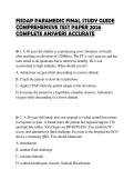 FISDAP PARAMEDIC FINAL STUDY GUIDE COMPREHENSIVE TEST PAPER 2026 COMPLETE ANSWERS ACCURATE