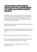 FITOUR PRIMARY GROUP EXERCISE CERTIFICATION FINAL FINAL STUDY GUIDE 2026 SOLVED QUESTIONS FULLY CORRECT
