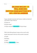 Biology 141 Final Exam 2025 &ndash; Verified Questions & Answers &vert; Study Guide