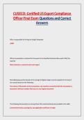 CUSECO&colon; Certified US Export Compliance Officer Final Exam Questions and Correct Answers