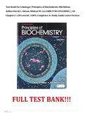 Test Bank For Lehninger Principles of Biochemistry 8th Edition Author&colon;David L&period; Nelson&semi; Michael M&period; Cox &vert;ISBN&colon;9781319228002 &vert; &vert; All Chapters 1-28 Covered &vert; 100&percnt; Complete A&plus; Study Guide Latest Version