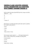 GEORGIA CLAIMS ADJUSTER LICENSING ACTUAL EXAMINATION 2026 QUESTIONS WITH CORRECT ANSWERS GRADED A&plus;