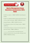 Sports Management Exam Questions and Answers 100&percnt; PASS