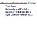 Maternity and Pediatric Nursing 4th Edition Test Bank by Ricci&comma; Kyle & Carman 2026&sol;2027 &ndash; Versions 1 & 2 Complete Exam Practice