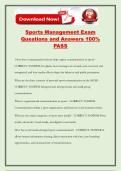 Sports Management Exam Questions and Answers 100&percnt; PASS