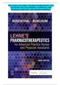 Test Bank for Lehne&rsquo;s Pharmacotherapeutics for Advanced Practice Nursing Attendants and Physician Assistants 3rd Edition &ndash; Laura Rosenthal &vert; Latest Update 2026 &vert; A&plus; Exam Prep