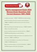 Sports management Exam 2025 Newest Exam Questions And Correct Answers 100&percnt; PASS