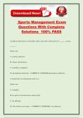 Sports Management Exam Questions With Complete Solutions 100&percnt; PASS