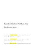 Dynamics of Healthcare Final Exam Study Questions and Answers