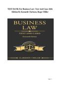 Test Bank for Business Law&colon; Text and Cases&comma; 16th Edition&comma; Kenneth W&period; Clarkson&comma; Roger LeRoy Miller&period; All Chapter 1-51&vert; Latest Version