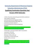 Kentucky Department Of Revenue Property Valuation Administrator &lpar;PVA&rpar; Qualifying Examination Questions And Answers With Rationales