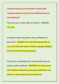 Colorado Notary Exam Preparation Newest With  Complete Questions And Correct Detailed Answers&vert;  Just Released&excl;&excl; 