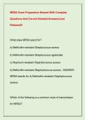 MRSA Exam Preparation Newest With Complete  Questions And Correct Detailed Answers&vert;Just  Released&excl;&excl;