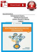 Solution manual for Entrepreneurial finance 7th edition by J Chris leach and Ronald W&period; Melicher All Chapters 1-16 Covered