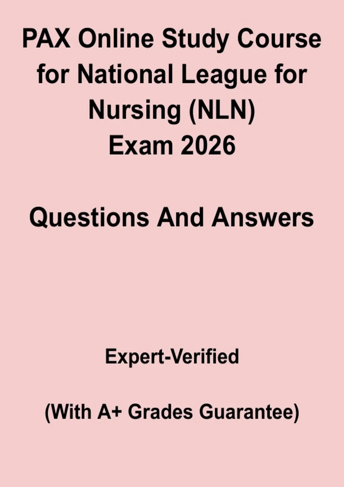 Nln Study PAX Online Study Course 2026 PDF | National League for Nursing (NLN ...