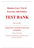 Complete Test Bank - Business Law&colon; Text & Exercises&comma; 10th Edition &ndash; Roger LeRoy Miller &ndash; ISBN 9780357717417 &lpar;All Chapters Covered 1&ndash;43&rpar;