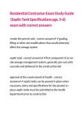 Residential Contractor Exam Study Guide &lpar;Septic Tank Specifications pgs&period; 5-6&rpar; exam with correct answers