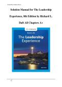 Leadership and Management &ndash; Solution Manual for The Leadership Experience &lpar;8th Edition&rpar; by Richard L&period; Daft &vert; Complete Chapter Solutions and Study Guide