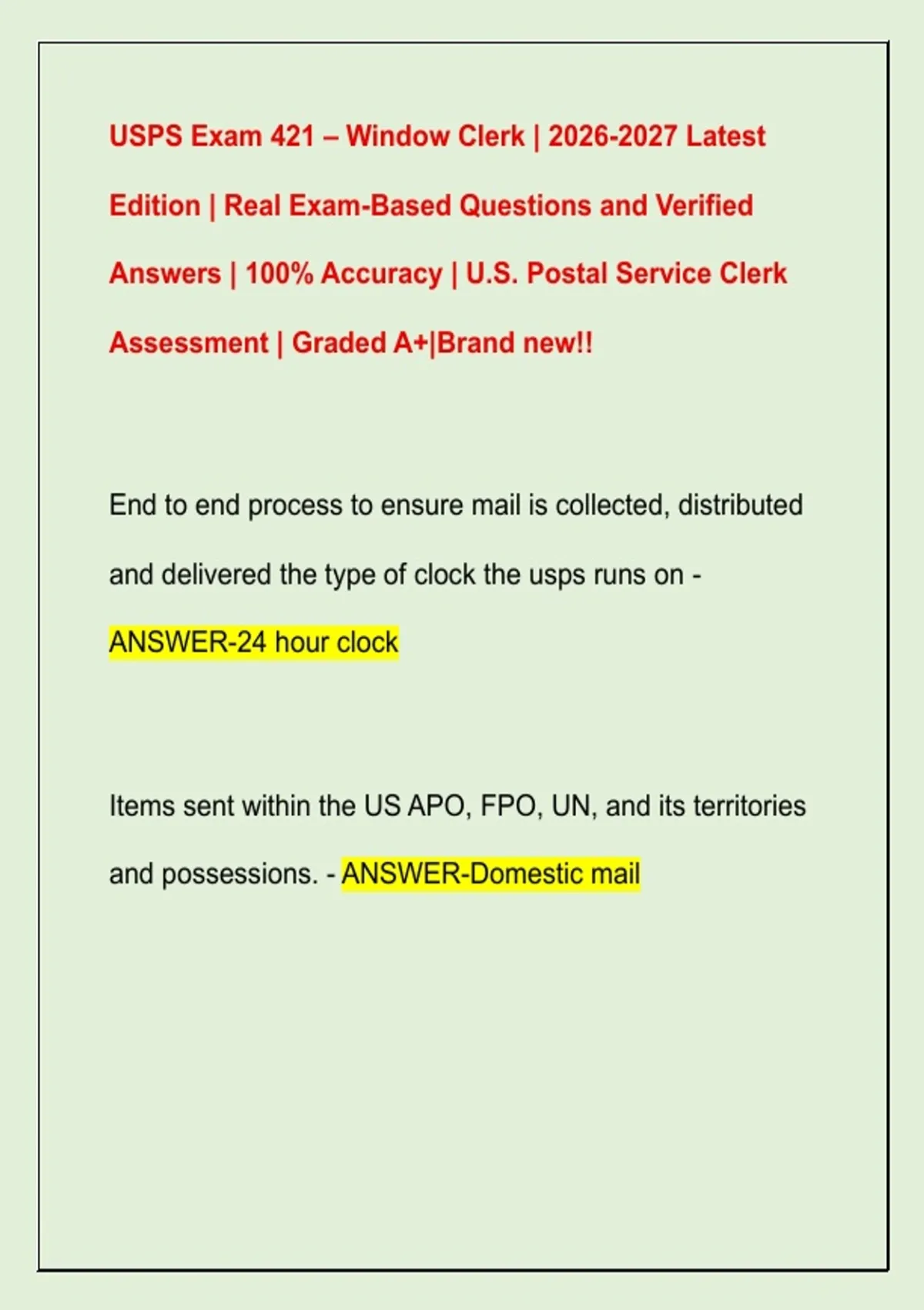 Usps Window USPS Exam 421 – Window Clerk | Latest Edition | Real Exam-Based ...