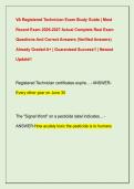 VA Registered Technician Exam Study Guide &vert; Most  Recent Exam 2026-2027 Actual Complete Real Exam  Questions And Correct Answers &lpar;Verified Answers&rpar;  Already Graded A&plus; &vert; Guaranteed Success&excl;&excl; &vert; Newest  Update&excl;&excl;
