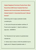 Virginia Registered Technician Practice Exam &vert; Most  Recent Exam 2026 Actual Complete Real Exam  Questions And Correct Answers &lpar;Verified Answers&rpar;  Already Graded A&plus; &vert; Guaranteed Success&excl;&excl; &vert; Newest  Version&excl;&excl;