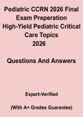 Pediatric CCRN 2026 Final Exam Prep PDF &vert; High-Yield Pediatric Critical Care