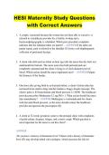 HESI Maternity Study Questions  with Correct Answers 