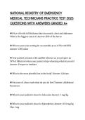 NATIONAL REGISTRY OF EMERGENCY MEDICAL TECHNICIANS PRACTICE TEST 2026 QUESTIONS WITH ANSWERS GRADED A&plus;