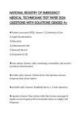 NATIONAL REGISTRY OF EMERGENCY MEDICAL TECHNICIANS TEST PAPER 2026 QUESTIONS WITH SOLUTIONS GRADED A&plus;