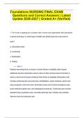 Foundations NURSING FINAL EXAM Questions and Correct Answers &vert; Latest Update 2026-2027 &vert; Graded A&plus; &lpar;Verified&rpar;