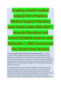 Prophecy Health Medical Surgical RN A Prophecy Medical - MEDICAL EXAM STUDY GUIDE ACCURATE QUESTIONS AND CORRECT DETAILED ANSWERS WITH RATIONALES &vert;&vert; 100&percnt; GUARANTEED PASS <BRAND NEW VERSION>
