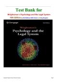 Test Bank for Wrightsman's Psychology and the Legal System 10th Edition by Kirk Heilbrun&comma; Edith Greene and Amy Douglass isbn-9780357797464