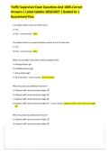 Traffic Supervisor Exam Questions And 100&percnt; Correct Answers &vert; Latest Update 2026&sol;2027 &vert; Graded A&plus; &vert; Guaranteed Pass&period;