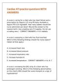 Cardiac ATI practice questions WITH ANSWERS
