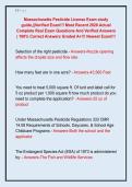 Massachusetts Pesticide License Exam study  guide&comma;&vert;&vert;Verified Exam&excl;&excl;&excl; Most Recent 2026 Actual  Complete Real Exam Questions And Verified Answers  &vert; 100&percnt; Correct Answers Graded A&plus;&excl;&excl;&excl; Newest Exam&excl;&excl;&excl; 