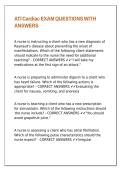ATI Cardiac EXAM QUESTIONS WITH ANSWERS