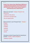 Florida Civics Literacy Exam&comma; Most Recent 2026 Actual  Complete Real Exam Questions And Verified Answers  &vert;&vert;Verified Exam&excl;&excl;&excl;&vert;&vert; 100&percnt; Correct Answers Graded A&plus; &sol;  Guaranteed Success&excl;&excl; Newest Exam&excl;&excl;&excl; 