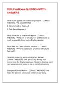 TEFL Final Exam QUESTIONS WITH ANSWERS