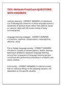 TEFL Methods Final Exam QUESTIONS WITH ANSWERS