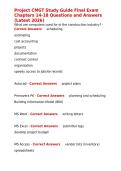 Project CMGT Study Guide Final Exam Chapters 14-18 Questions and Answers &lpar;Latest 2026&rpar;&period;