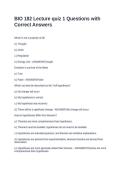BIO 182 Lecture quiz 1 Questions with Correct Answers