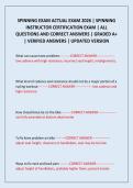 SPINNING EXAM ACTUAL EXAM 2026 &vert; SPINNING INSTRUCTOR CERTIFICATION EXAM &vert; ALL QUESTIONS AND CORRECT ANSWERS &vert; GRADED A&plus; &vert; VERIFIED ANSWERS &vert; UPDATED VERSION